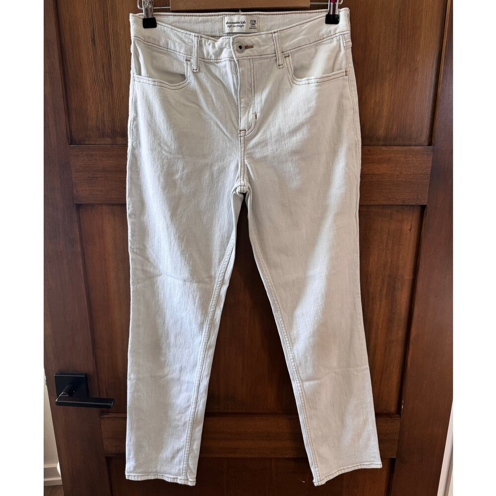 abercrombie kids High Rise Straight Jeans Girls‎ Teen Size 17/18 Long White